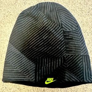 Black and Grey Stripped Nike Beanie Cap